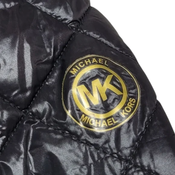 MICHAEL MICHAEL KORS Girls Black & Leopard Print Down Jacket